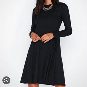 Y.A.S Yasblax Long Sleeve Flared Ribbed Dress Black